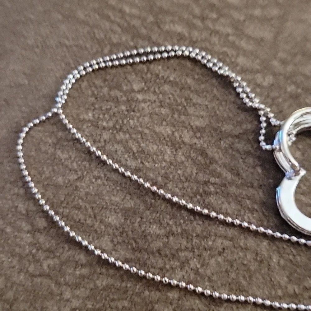 Silvertone Rhinestone Heart Coquette Pendant Chain Necklace - Picture 4 of 6